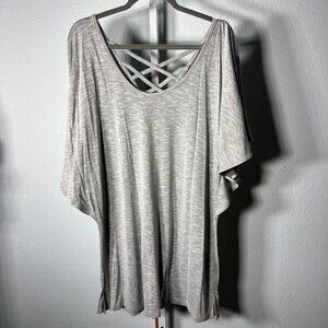 Dotti Grey Loose Bikini Coverup or Top w CrissCross Back Straps SZ Med